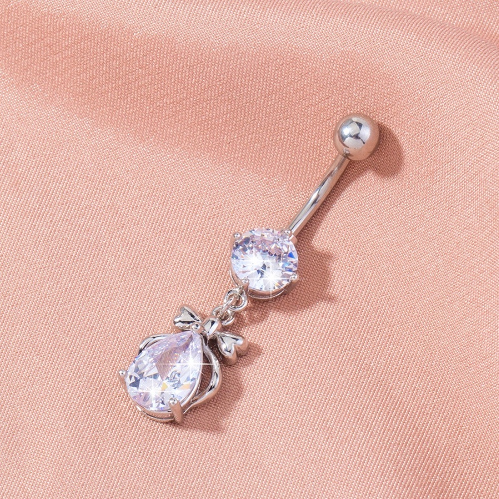 ✨2/$25✨ Cubic Zirconia Teardrop Dangle Stainless Steel Belly Ring